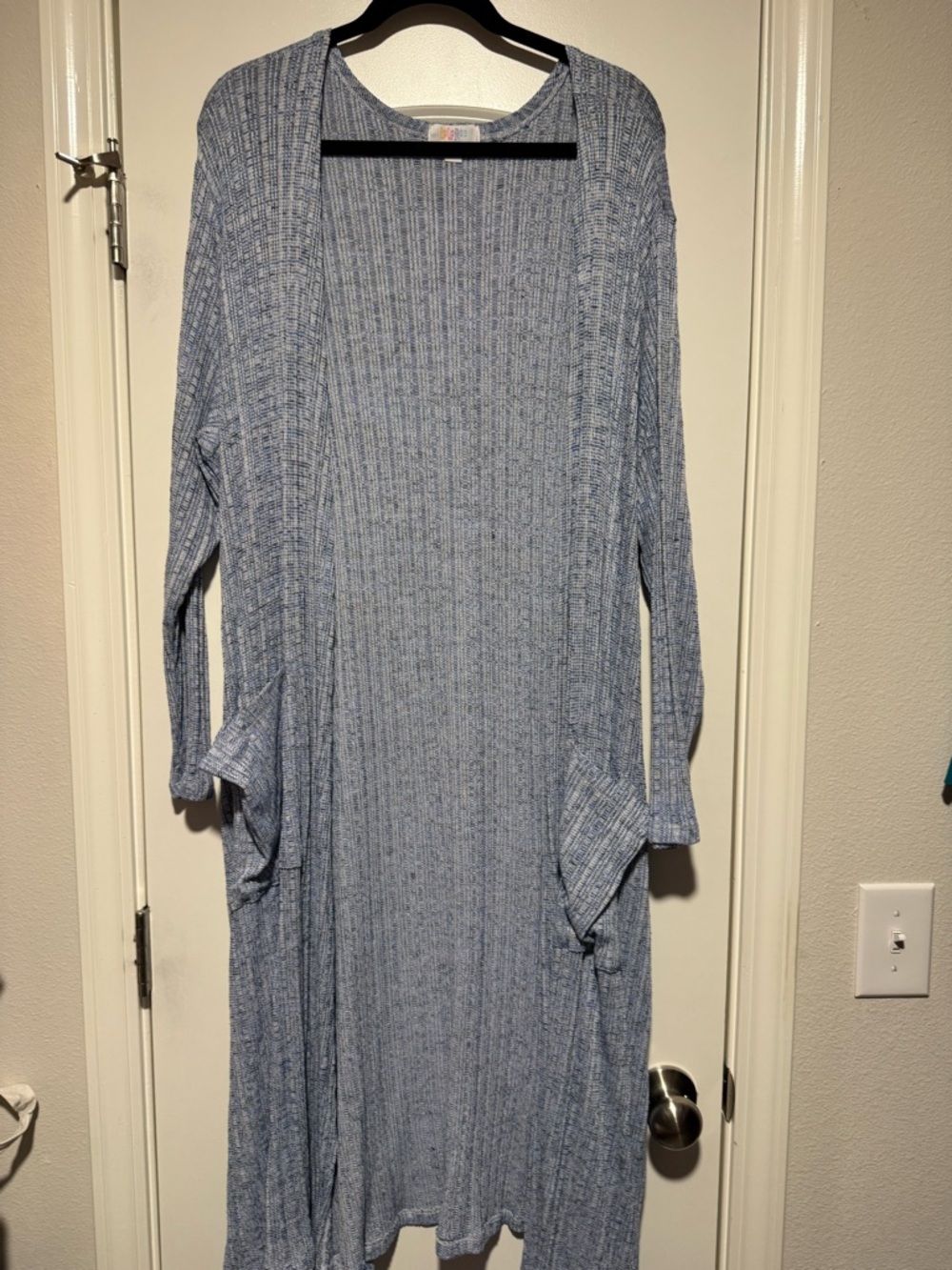 LuLaRoe Heathered Light Blue Ribbed Knit Cardigan